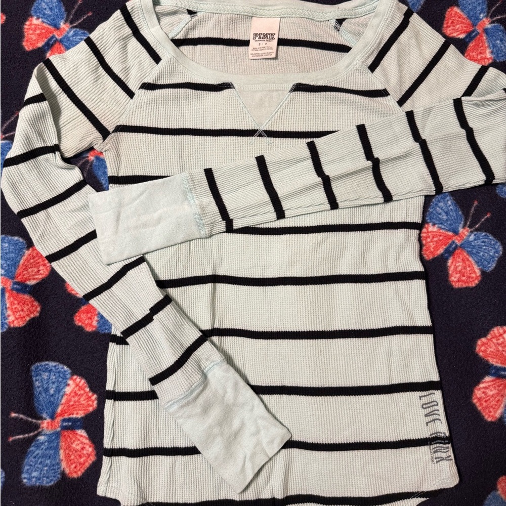 VTG/ PINK Victoria's Secret Striped Long Sleeve Thermal Tee